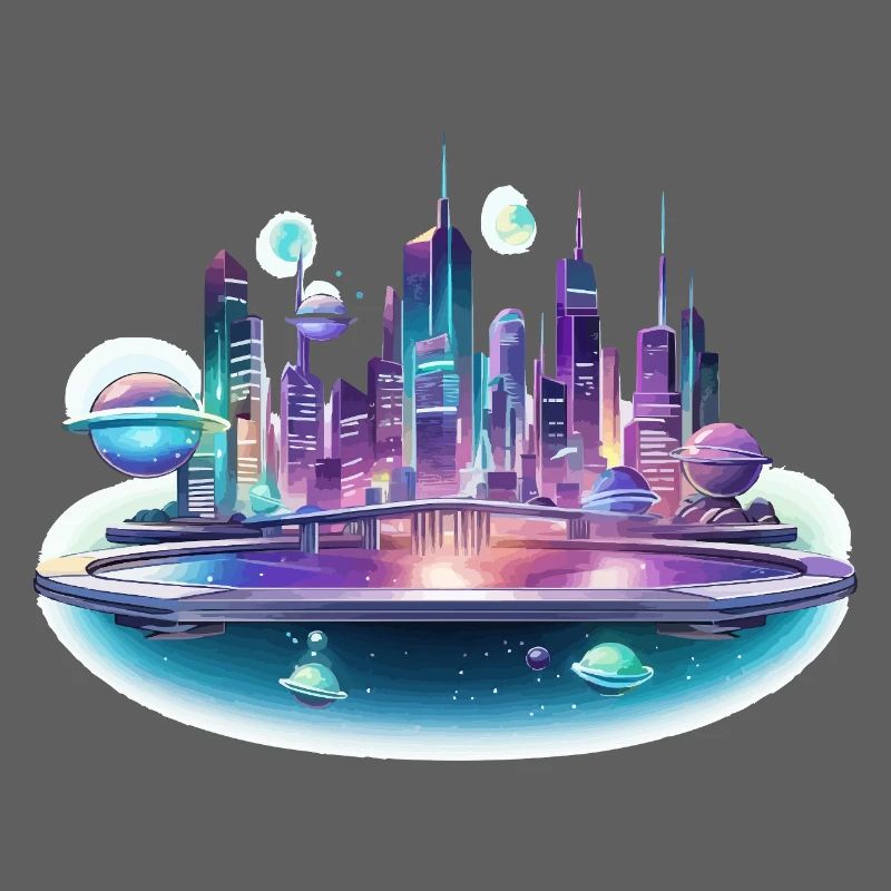 Silhouette de la Cité Spatiale Néon