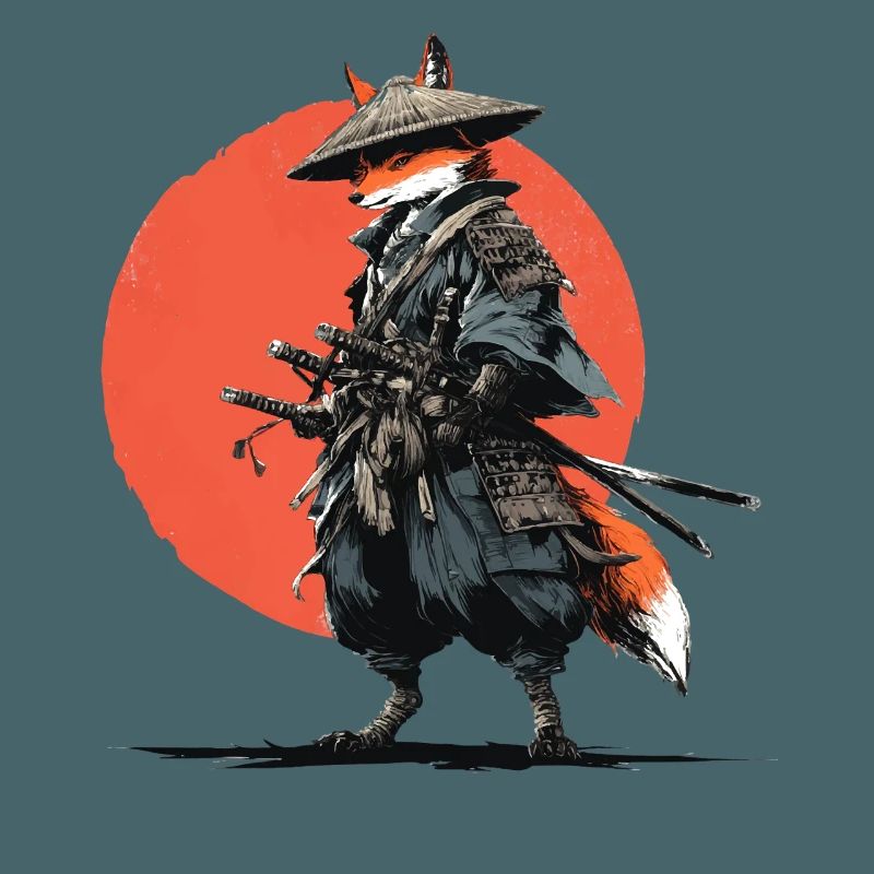 Fox Samurai under Ember Sun