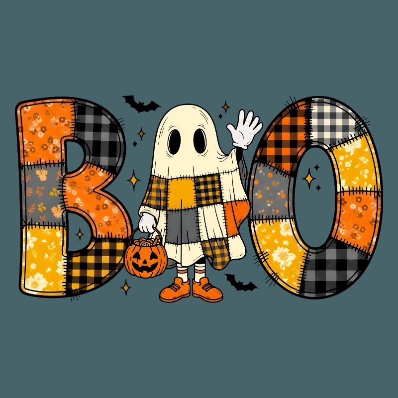 Ghost Halloween Patchwork Boo