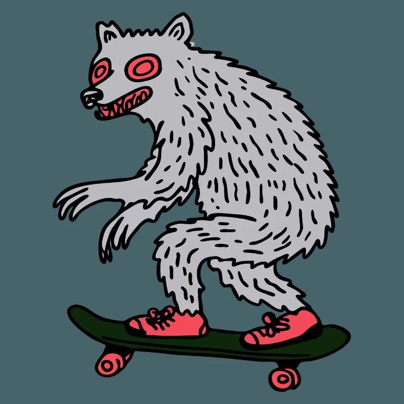 Mondschein-Werwolf-Skateboarder