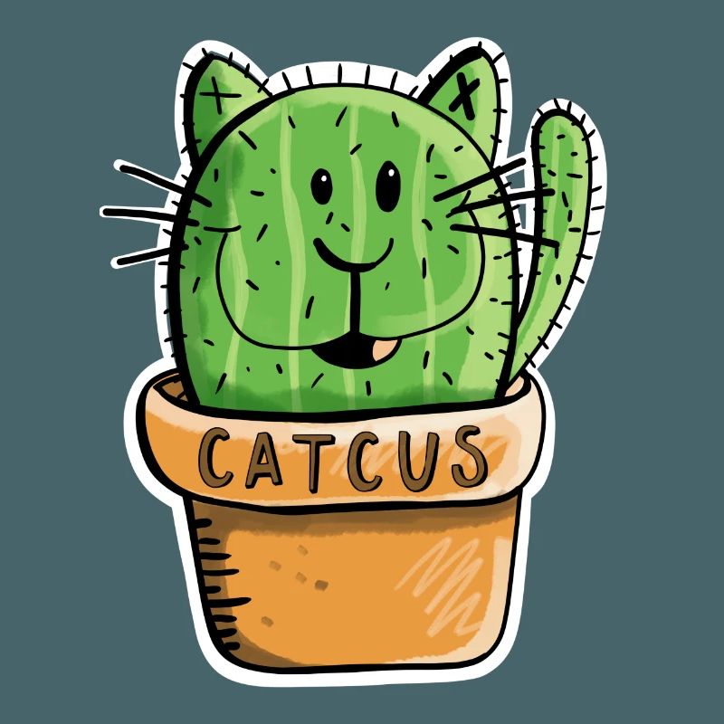 Catcus Cactus Cat - Chats - Cacti bande dessinée -Fun