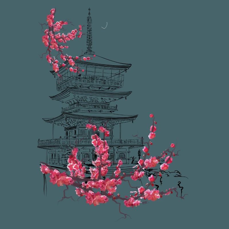 Pagode und Sakura