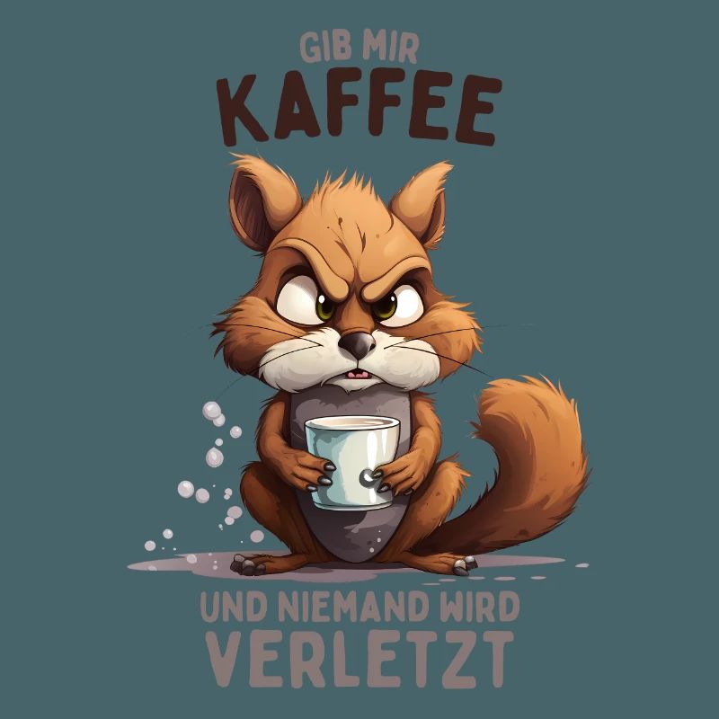 Wütendes Eichhörnchen mit Kaffee