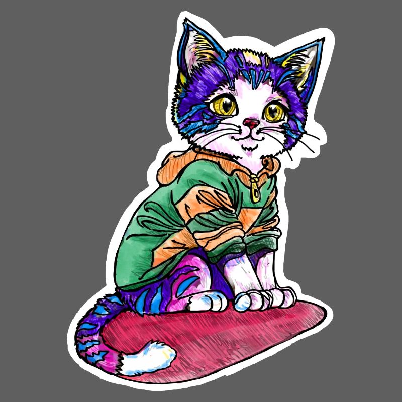 Chat en pull vert