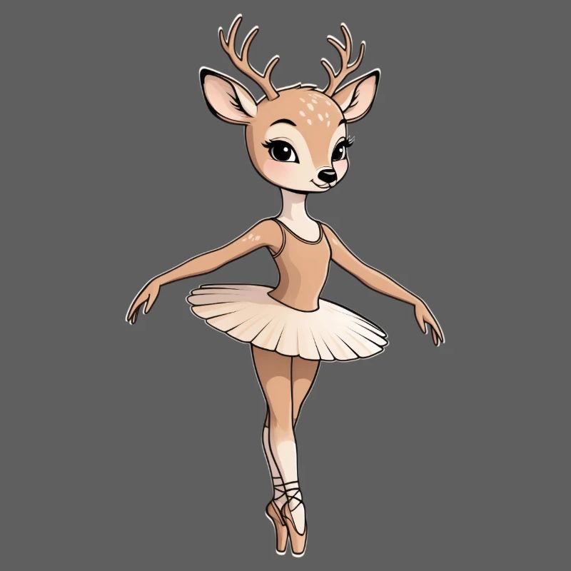 Deer Ballet Dancer Illustration