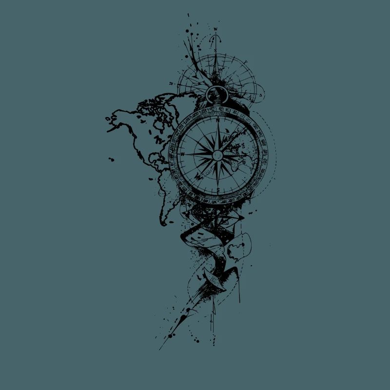 Compass Black Map
