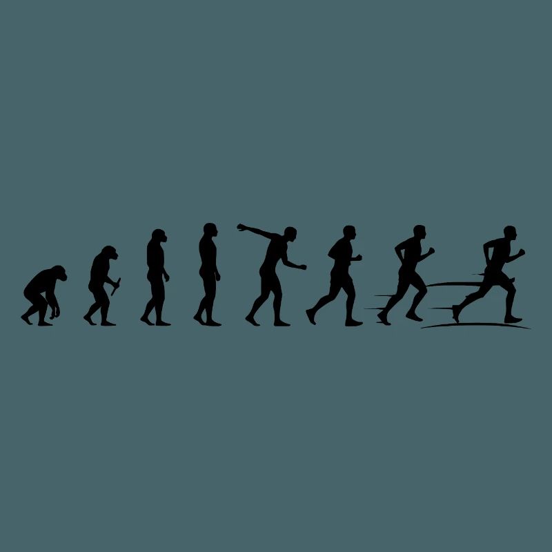 Marathon Runner Evolution T-Shirt Sticker Throw Pillow