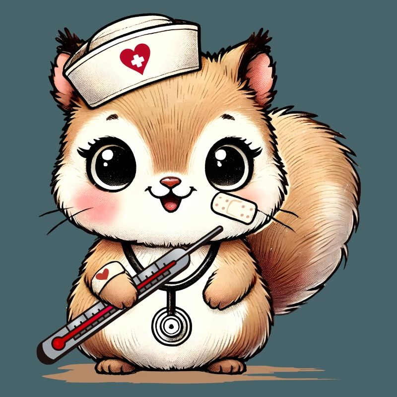 Bezauberndes Eichhörnchen als Krankenschwester