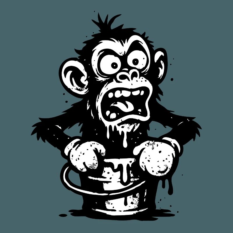 Affe im Eimer | Schockierter Affe mit Tropf-Design