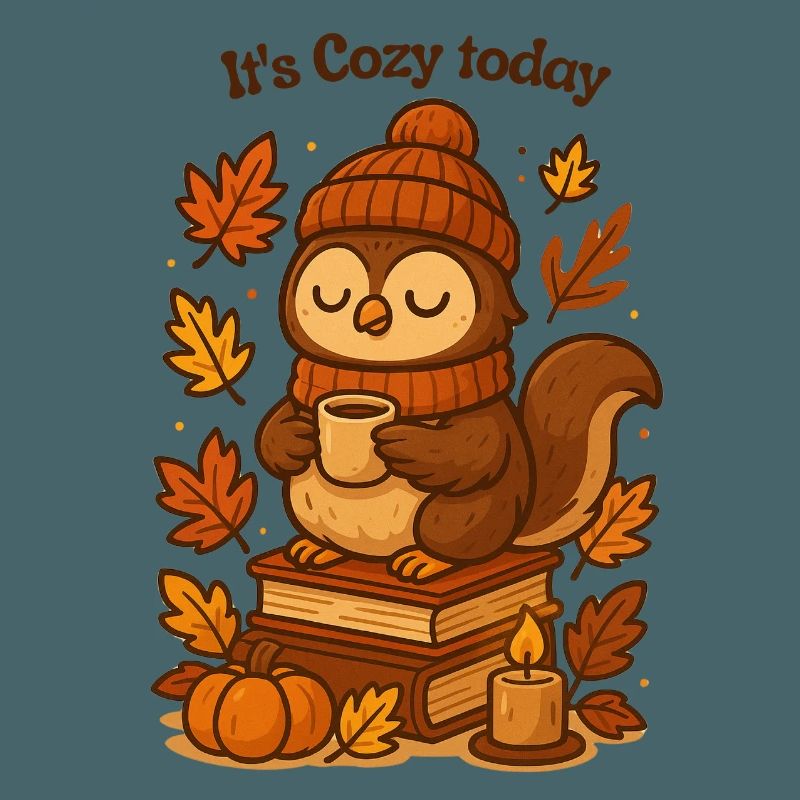 Gemütliche Herbst-Eule mit Tee Mütze 