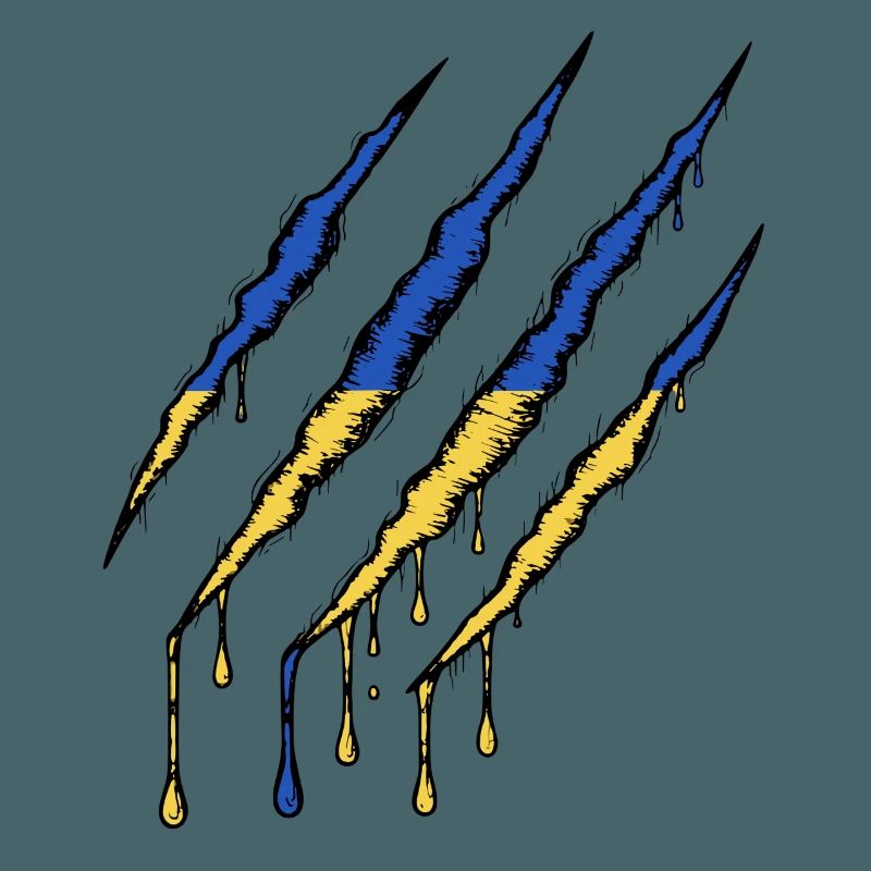 Ukraine Flag Claw - Scratch Mark