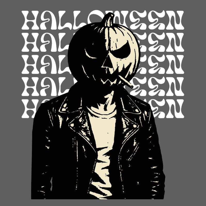 Kürbiskopf Biker mit Halloween-Text