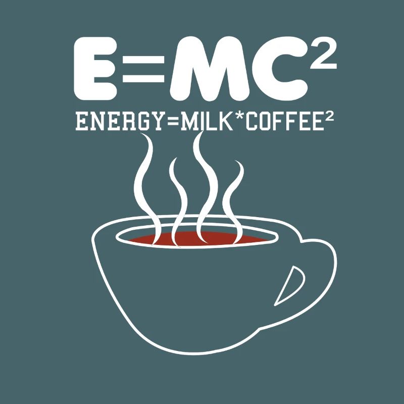 Illustration de la formule du café E = MC2