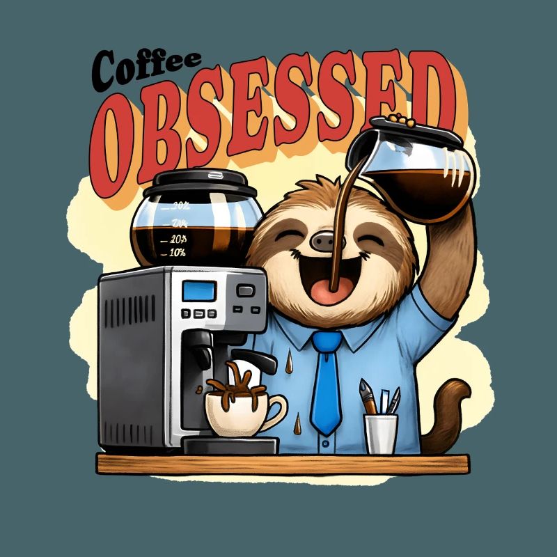 Coffee Obsessed Sloth Caffeine