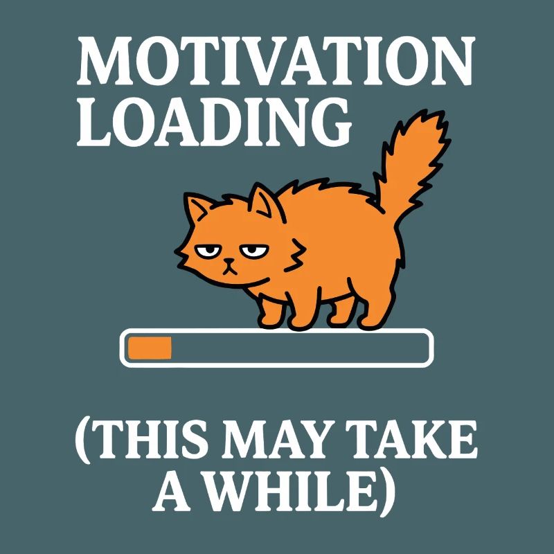 Motivation Loading Müde Katze mit Ladebalken