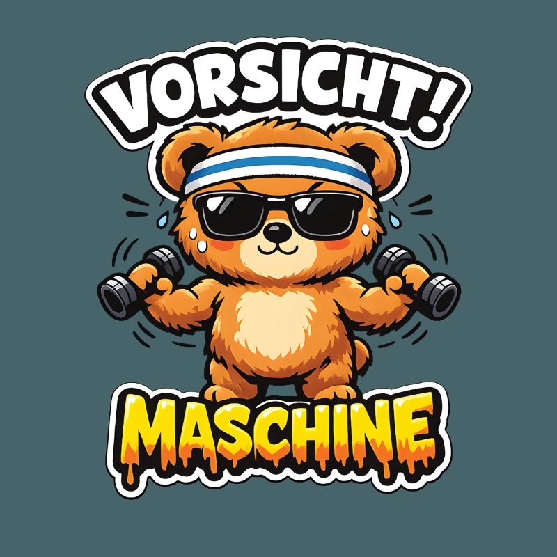 Caution Machine Bear with Dumbbells