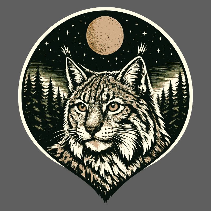 Silent Focus - Luchs im Woodcut Stil