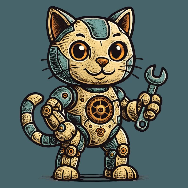 Steampunk-Katze Schrauberheld