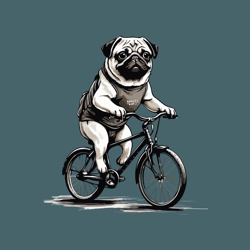 Radelnder Mops