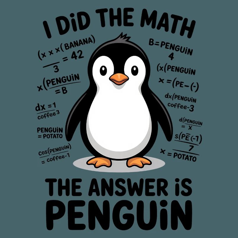 Math Sayings Penguin Funny Math Gift