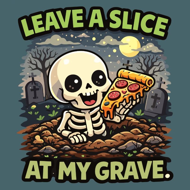 Une part de pizza squelettique à la tombe