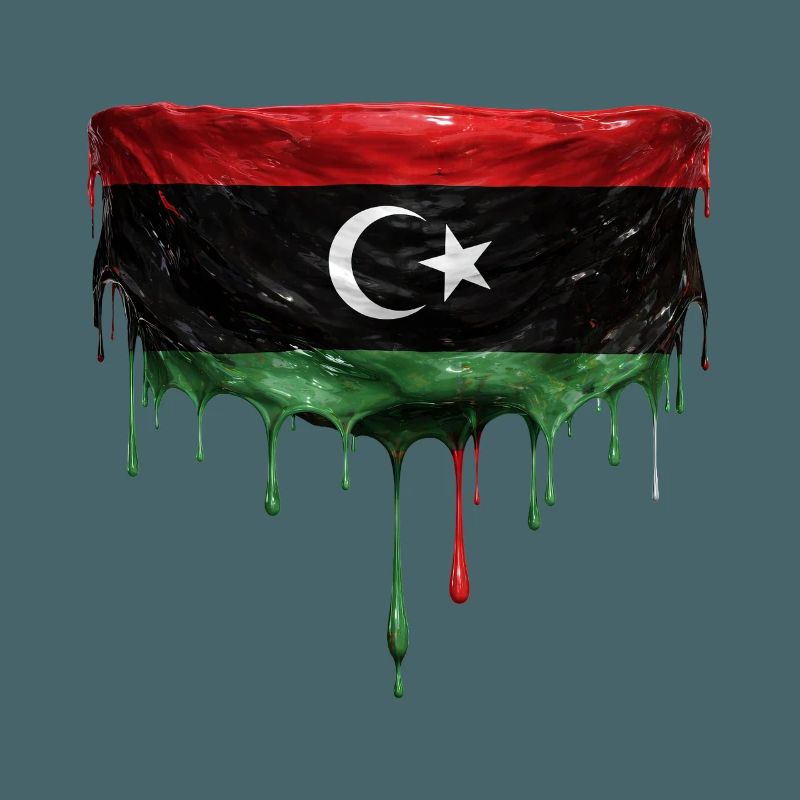 Conception de la chute du drapeau libyen