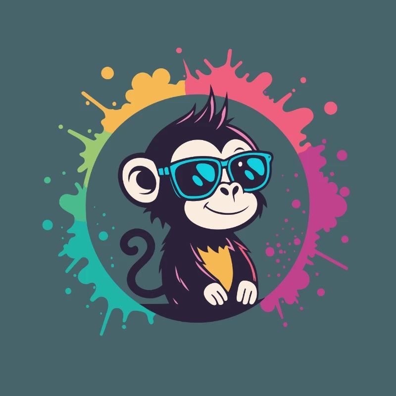 Monkey Splash Circle Blaue Brille