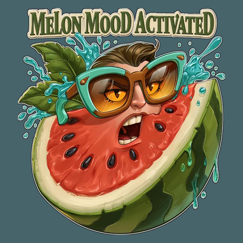 Visage drôle de pastèque activé par l’humeur de melon