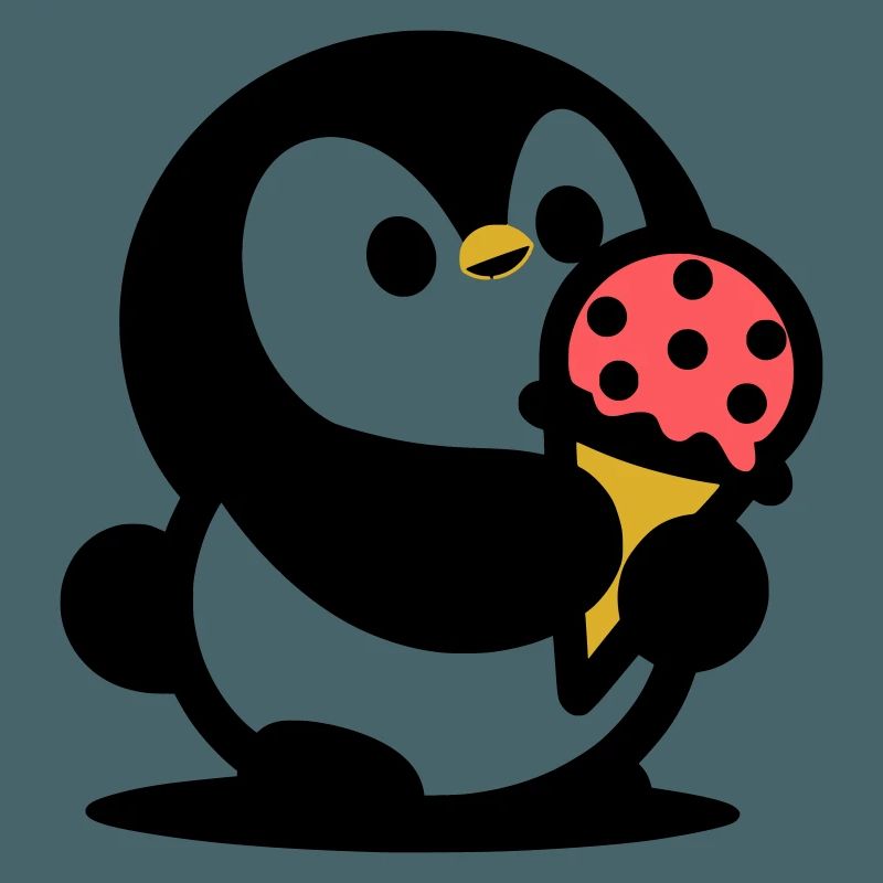 Kleiner Pinguin mit Eis