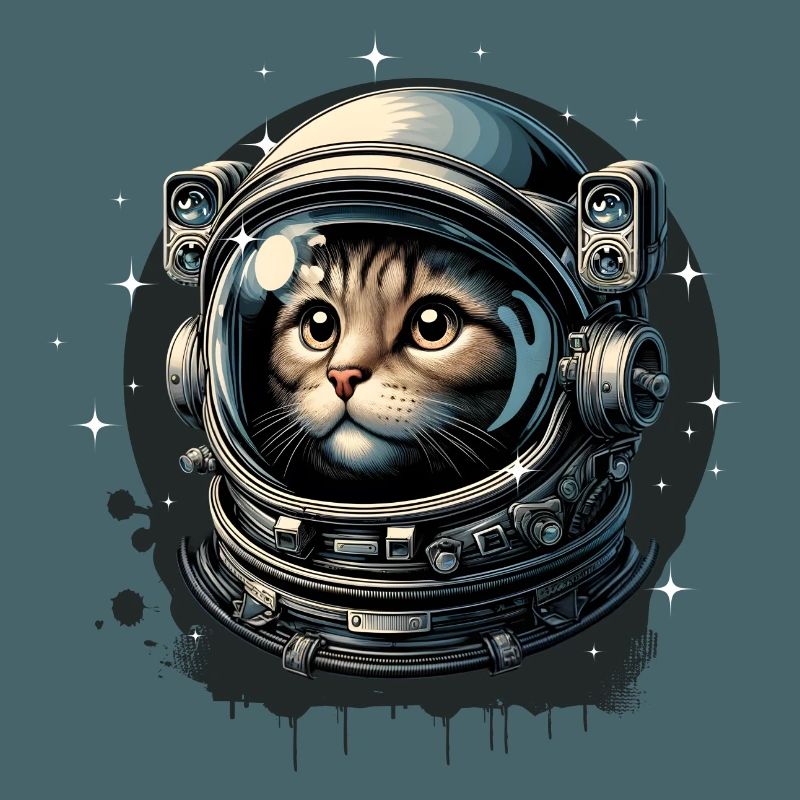 Un chat avec un casque d’astronaute dans l’espace