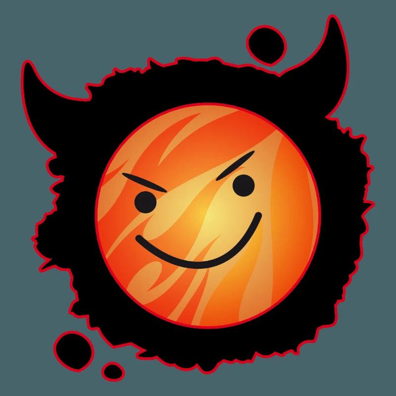 cute devil in flames and glowing face