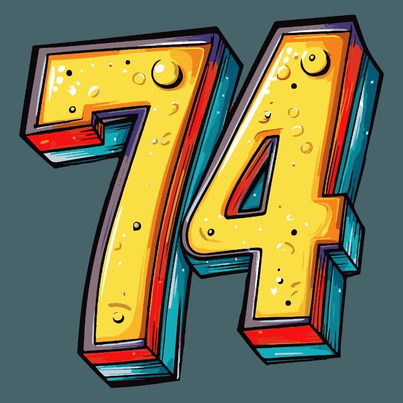 74 Number Colorful