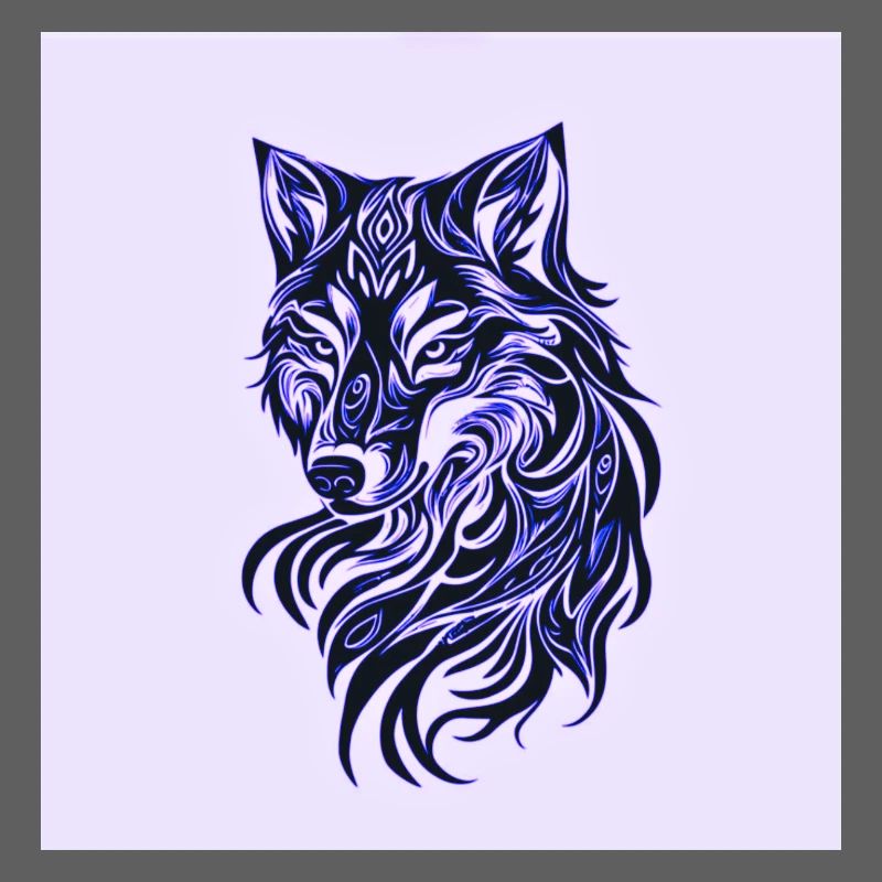 Wolf's line art in blue