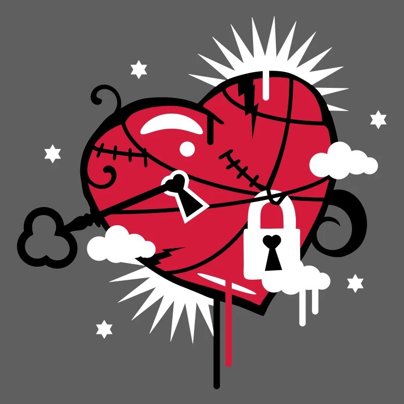 laced & repaired heart with keyhole