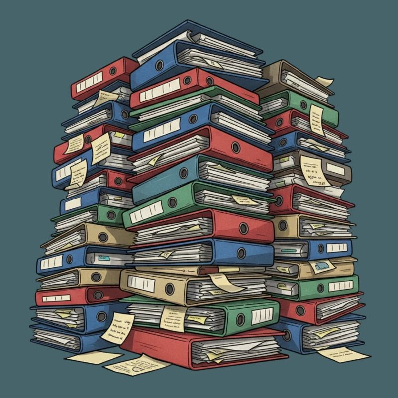 Folder Stack Office Chaos