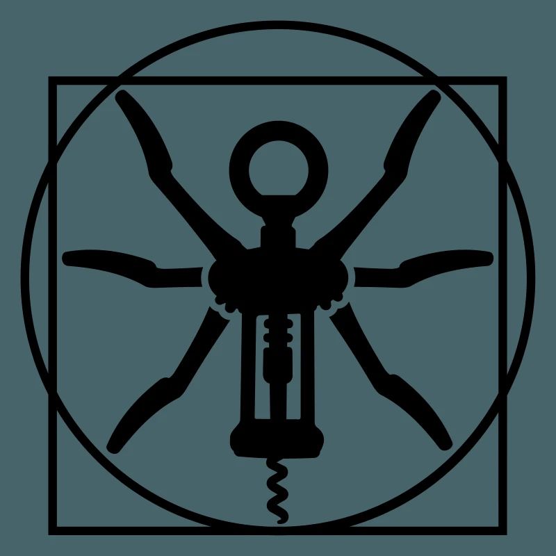 Vitruvian man wine cork screw Leonardo Da Vinci