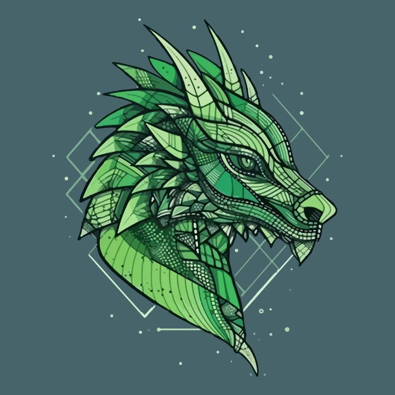 Stylized, geometric dragon