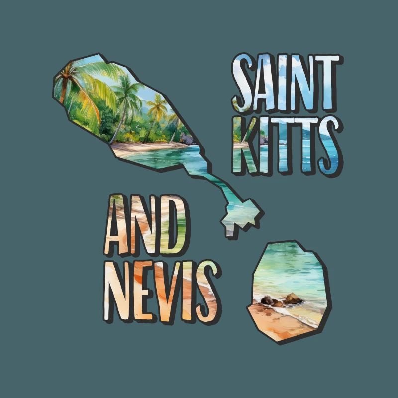 Carte à l’aquarelle Saint-Kitts-et-Nevis