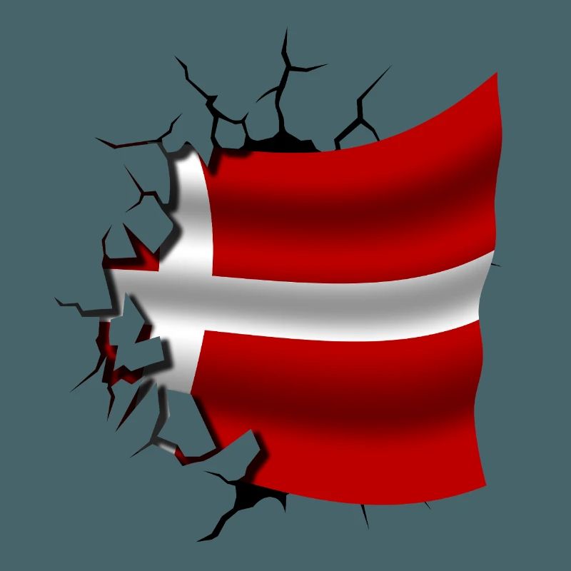 Drapeau du Danemark - Danemark - Drapeau cassé