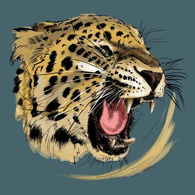 Wild predator design with leopard face