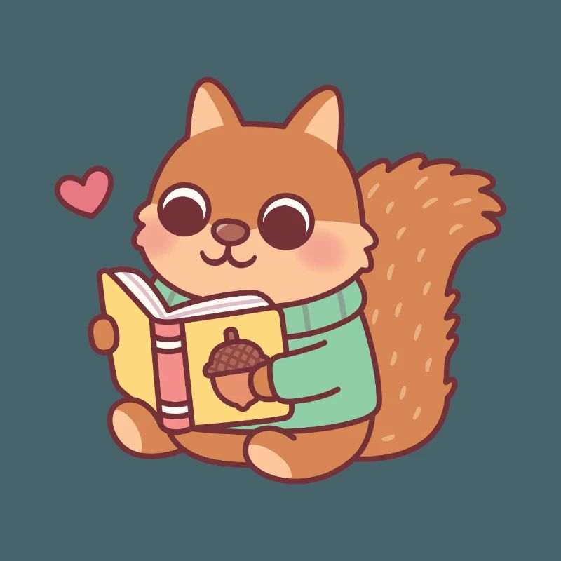 Cute Squirrel Reading A Book