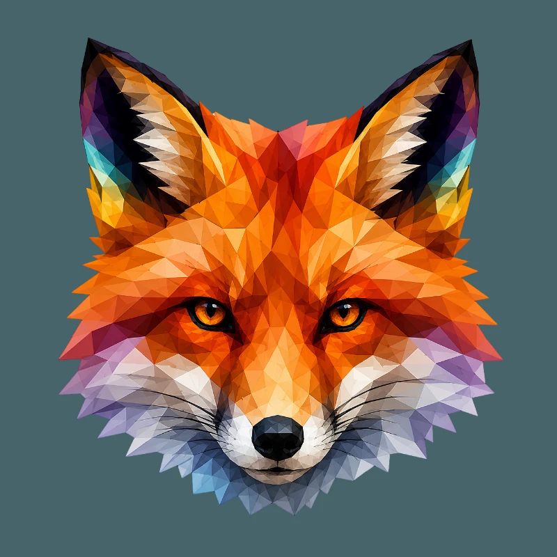 Colored Polygon Fox Head