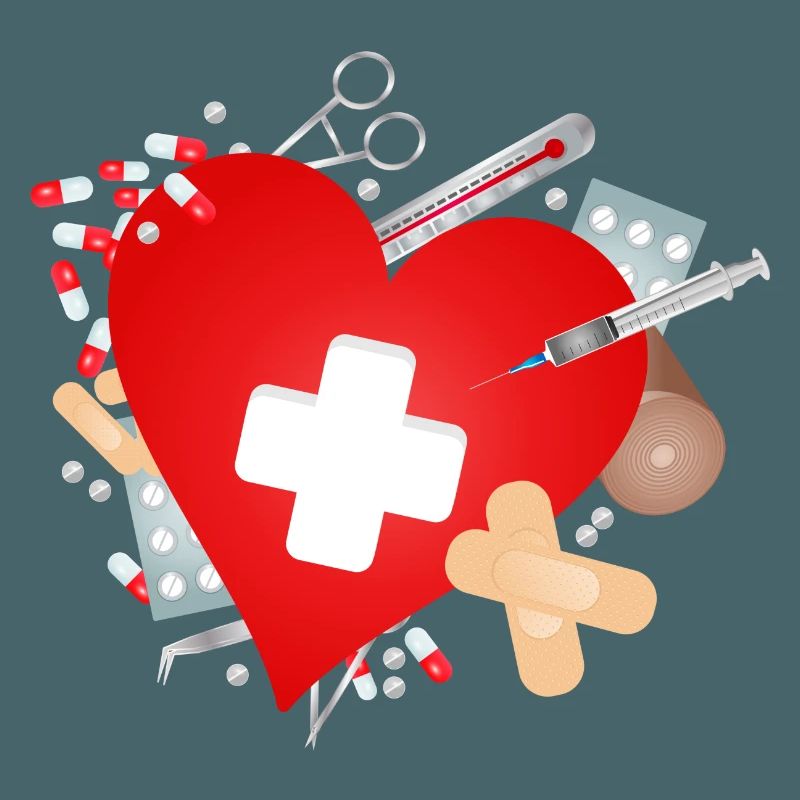 Erste Hilfe Set oder Reiseapotheke mit Herz