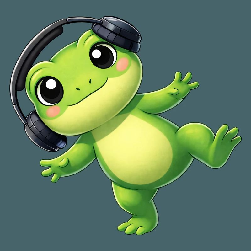 Crapaud grenouille mignon avec une technologie de danse casque