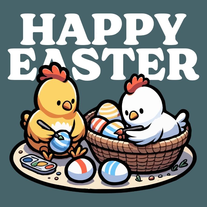 Happy Easter – Cute chicks paint Easter eggs