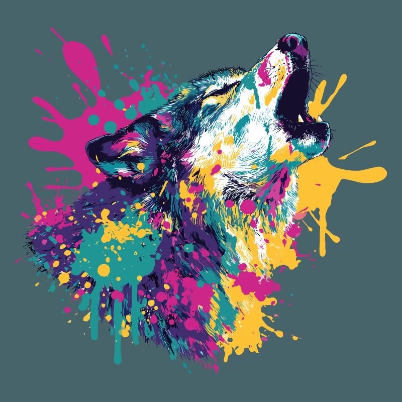 Wolf im Farbexplosion Stil