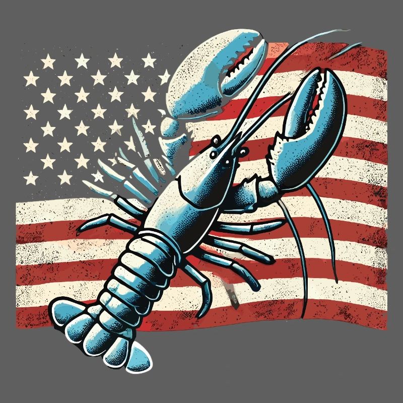 Homard devant le drapeau américain