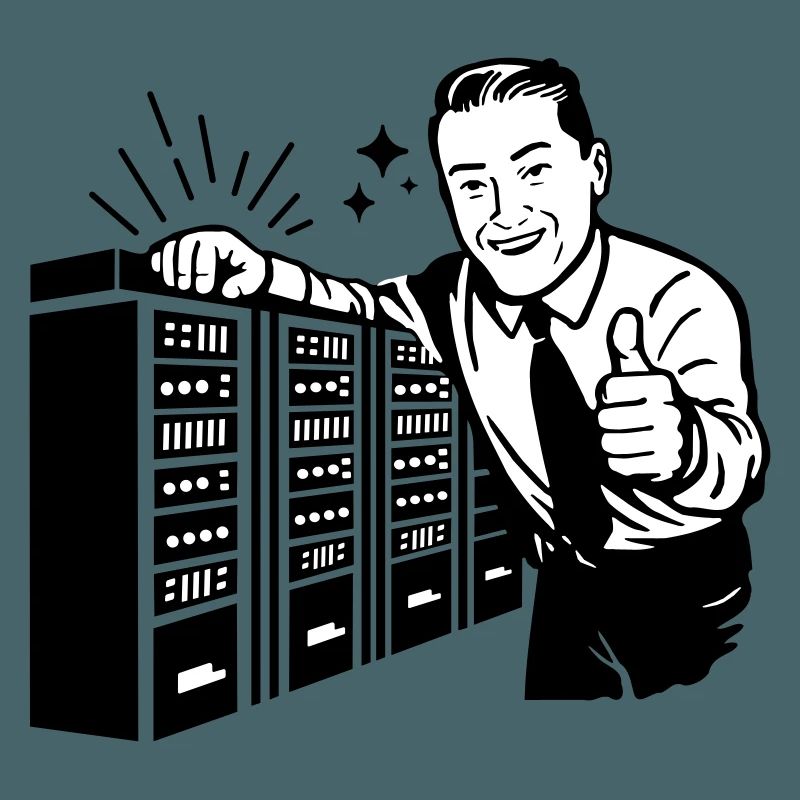 Retro IT-Admin lächelt – Vintage Tech Support