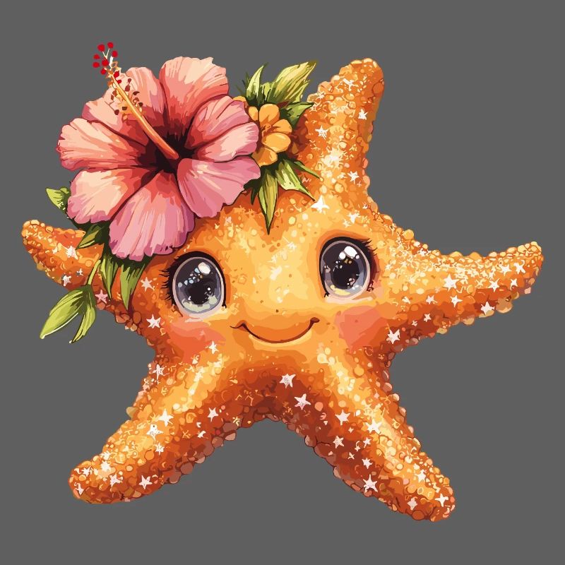 Étoile de mer douce avec fleur d’hibiscus