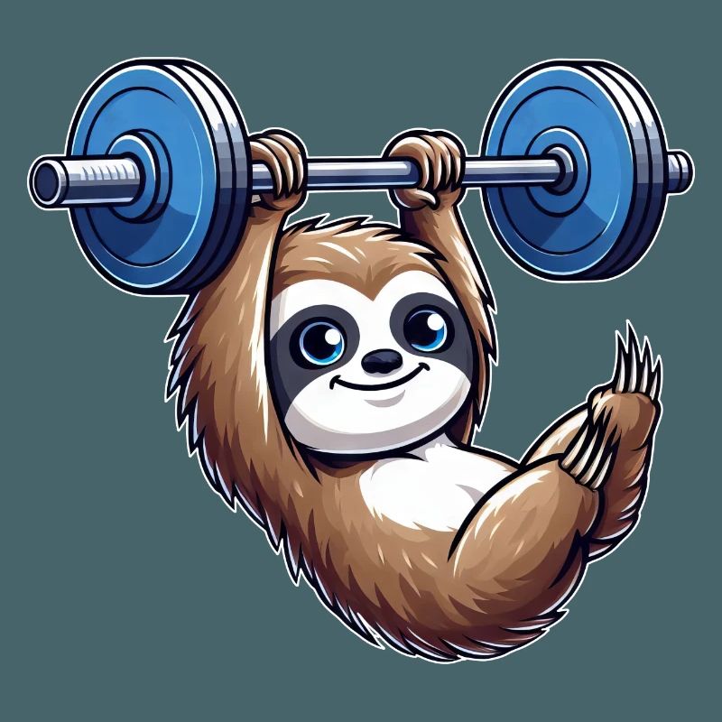 Sloth Dumbbell Pull-Up Workout Funny